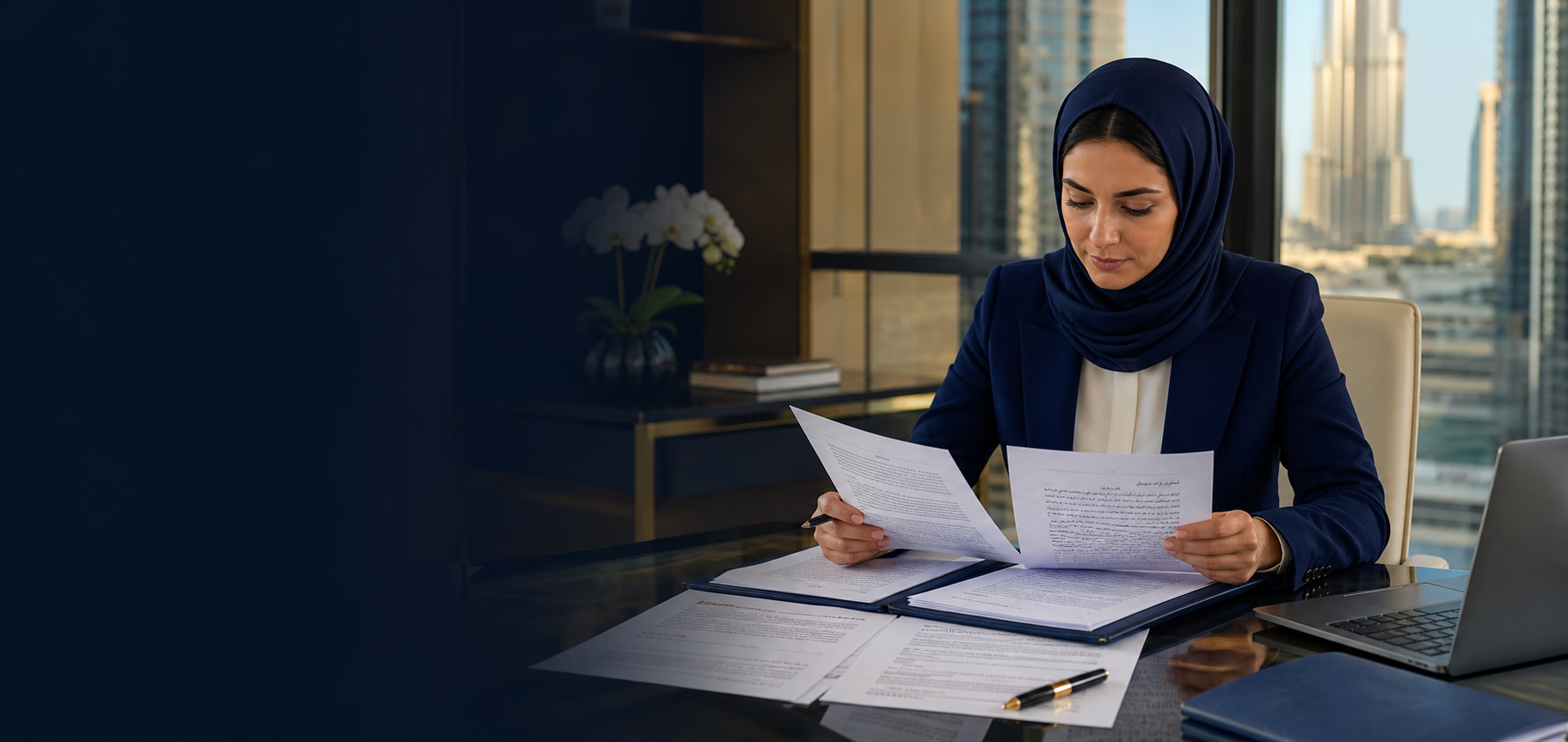 Professional document translation review in a modern UAE office
